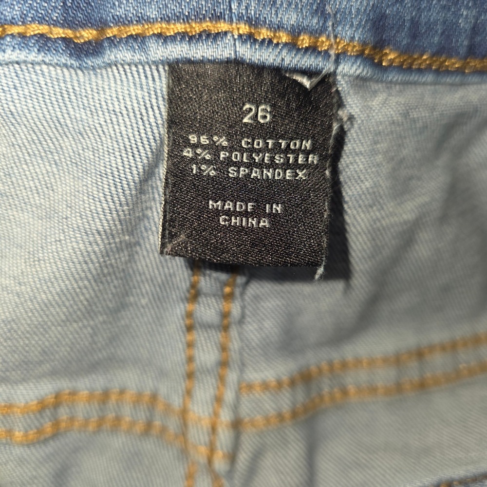 Lane Bryant Girlfriend Short Women 26 Blue Distressed Lace Trim Denim - Picture 8 of 9